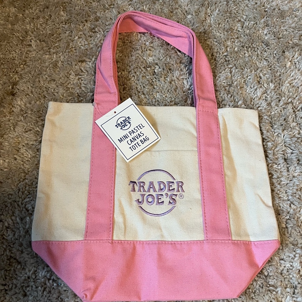 Cream and Pink Trader Joe’s Canvas Tote